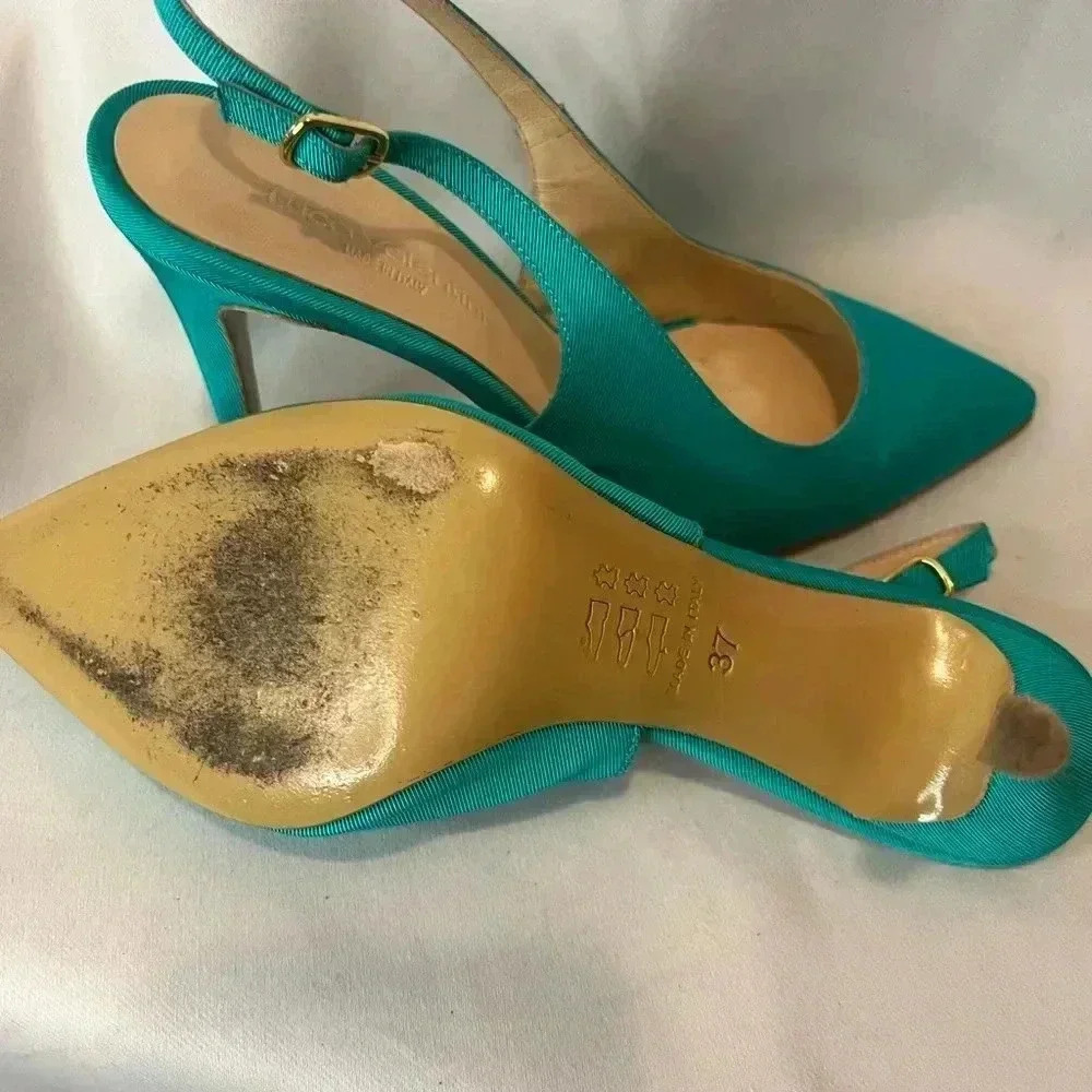 Turquoise sling heels by Luca Valentini  size 6.5 - Picture 9 of 10
